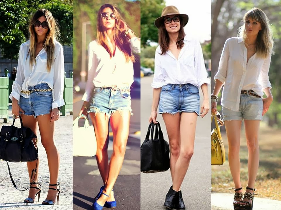 short jeans com blusa social